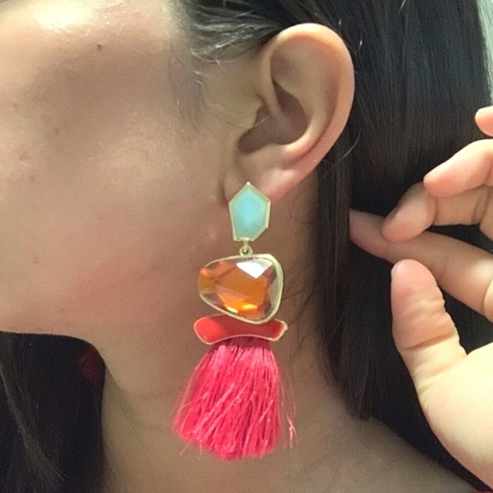 Colorful geo‎ rhinestone boho earrings